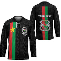 Personalized Burkina Faso Striped Hockey Jersey African Mud Cloth Pattern - Black - Wonder Print Shop