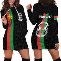 Personalized Burkina Faso Striped Hoodie Dress African Mud Cloth Pattern - Black - Wonder Print Shop
