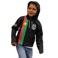Personalized Burkina Faso Striped Kid Hoodie African Mud Cloth Pattern - Black - Wonder Print Shop