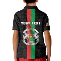 Personalized Burkina Faso Striped Kid Polo Shirt African Mud Cloth Pattern - Black - Wonder Print Shop