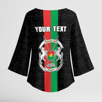 Personalized Burkina Faso Striped Kimono Sleeve Blouse African Mud Cloth Pattern - Black - Wonder Print Shop