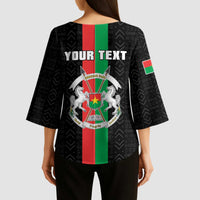 Personalized Burkina Faso Striped Kimono Sleeve Blouse African Mud Cloth Pattern - Black - Wonder Print Shop