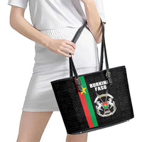 Burkina Faso Striped Leather Tote Bag African Mud Cloth Pattern - Black - Wonder Print Shop