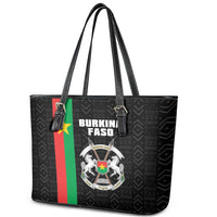 Burkina Faso Striped Leather Tote Bag African Mud Cloth Pattern - Black - Wonder Print Shop