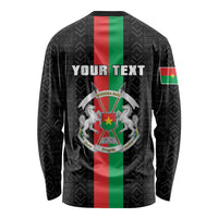 Personalized Burkina Faso Striped Long Sleeve Shirt African Mud Cloth Pattern - Black - Wonder Print Shop
