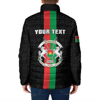 Personalized Burkina Faso Striped Padded Jacket African Mud Cloth Pattern - Black - Wonder Print Shop