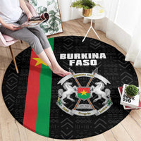 Burkina Faso Striped Round Carpet African Mud Cloth Pattern - Black - Wonder Print Shop