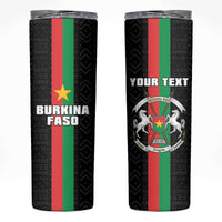 Personalized Burkina Faso Striped Skinny Tumbler African Mud Cloth Pattern - Black - Wonder Print Shop