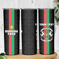Personalized Burkina Faso Striped Skinny Tumbler African Mud Cloth Pattern - Black - Wonder Print Shop