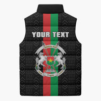 Personalized Burkina Faso Striped Sleeveless Puffer Jacket African Mud Cloth Pattern - Black - Wonder Print Shop