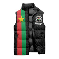 Personalized Burkina Faso Striped Sleeveless Puffer Jacket African Mud Cloth Pattern - Black - Wonder Print Shop