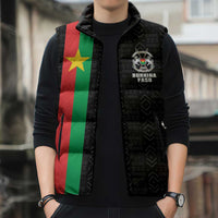 Personalized Burkina Faso Striped Sleeveless Puffer Jacket African Mud Cloth Pattern - Black - Wonder Print Shop