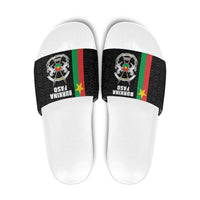 Burkina Faso Striped Slide Sandals African Mud Cloth Pattern - Black - Wonder Print Shop