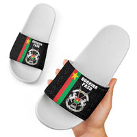 Burkina Faso Striped Slide Sandals African Mud Cloth Pattern - Black - Wonder Print Shop
