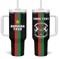 Personalized Burkina Faso Striped Tumbler With Handle African Mud Cloth Pattern - Black - Wonder Print Shop