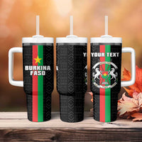 Personalized Burkina Faso Striped Tumbler With Handle African Mud Cloth Pattern - Black - Wonder Print Shop