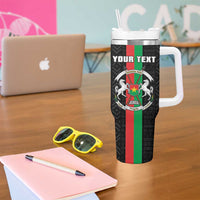 Personalized Burkina Faso Striped Tumbler With Handle African Mud Cloth Pattern - Black - Wonder Print Shop