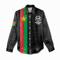 Personalized Burkina Faso Striped Women Casual Shirt African Mud Cloth Pattern - Black - Wonder Print Shop