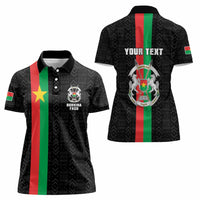 Personalized Burkina Faso Striped Women Polo Shirt African Mud Cloth Pattern - Black - Wonder Print Shop