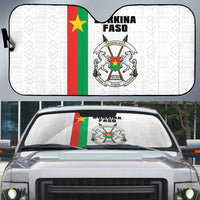Burkina Faso Striped Auto Sun Shade African Mud Cloth Pattern - White - Wonder Print Shop