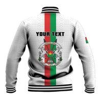 Personalized Burkina Faso Striped Baseball Jacket African Mud Cloth Pattern - White - Wonder Print Shop