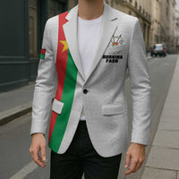 Personalized Burkina Faso Striped Blazer African Mud Cloth Pattern - White - Wonder Print Shop
