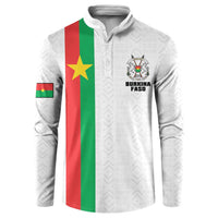 Personalized Burkina Faso Striped Button Sweatshirt African Mud Cloth Pattern - White - Wonder Print Shop