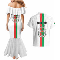 Personalized Burkina Faso Striped Couples Matching Mermaid Dress and Hawaiian Shirt African Mud Cloth Pattern - White - Wonder Print Shop