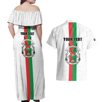 Personalized Burkina Faso Striped Couples Matching Off Shoulder Maxi Dress and Hawaiian Shirt African Mud Cloth Pattern - White - Wonder Print Shop