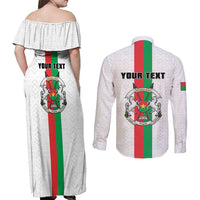 Personalized Burkina Faso Striped Couples Matching Off Shoulder Maxi Dress and Long Sleeve Button Shirt African Mud Cloth Pattern - White - Wonder Print Shop