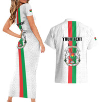 Personalized Burkina Faso Striped Couples Matching Short Sleeve Bodycon Dress and Hawaiian Shirt African Mud Cloth Pattern - White - Wonder Print Shop