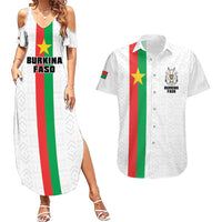 Personalized Burkina Faso Striped Couples Matching Summer Maxi Dress and Hawaiian Shirt African Mud Cloth Pattern - White - Wonder Print Shop