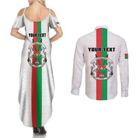 Personalized Burkina Faso Striped Couples Matching Summer Maxi Dress and Long Sleeve Button Shirt African Mud Cloth Pattern - White - Wonder Print Shop