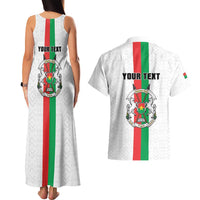 Personalized Burkina Faso Striped Couples Matching Tank Maxi Dress and Hawaiian Shirt African Mud Cloth Pattern - White - Wonder Print Shop