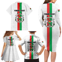Personalized Burkina Faso Striped Family Matching Long Sleeve Bodycon Dress and Hawaiian Shirt African Mud Cloth Pattern - White - Wonder Print Shop