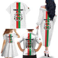 Personalized Burkina Faso Striped Family Matching Off The Shoulder Long Sleeve Dress and Hawaiian Shirt African Mud Cloth Pattern - White - Wonder Print Shop
