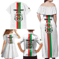 Personalized Burkina Faso Striped Family Matching Off Shoulder Maxi Dress and Hawaiian Shirt African Mud Cloth Pattern - White - Wonder Print Shop
