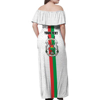 Personalized Burkina Faso Striped Family Matching Off Shoulder Maxi Dress and Hawaiian Shirt African Mud Cloth Pattern - White - Wonder Print Shop