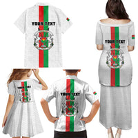 Personalized Burkina Faso Striped Family Matching Puletasi and Hawaiian Shirt African Mud Cloth Pattern - White - Wonder Print Shop