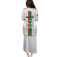 Personalized Burkina Faso Striped Family Matching Puletasi and Hawaiian Shirt African Mud Cloth Pattern - White - Wonder Print Shop