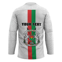 Personalized Burkina Faso Striped Hockey Jersey African Mud Cloth Pattern - White - Wonder Print Shop
