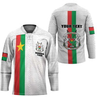 Personalized Burkina Faso Striped Hockey Jersey African Mud Cloth Pattern - White - Wonder Print Shop