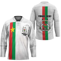 Personalized Burkina Faso Striped Hockey Jersey African Mud Cloth Pattern - White - Wonder Print Shop