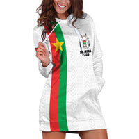 Personalized Burkina Faso Striped Hoodie Dress African Mud Cloth Pattern - White - Wonder Print Shop