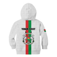 Personalized Burkina Faso Striped Kid Hoodie African Mud Cloth Pattern - White - Wonder Print Shop