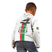Personalized Burkina Faso Striped Kid Hoodie African Mud Cloth Pattern - White - Wonder Print Shop