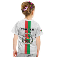 Personalized Burkina Faso Striped Kid T Shirt African Mud Cloth Pattern - White - Wonder Print Shop