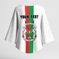 Personalized Burkina Faso Striped Kimono Sleeve Blouse African Mud Cloth Pattern - White - Wonder Print Shop