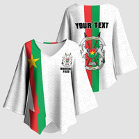 Personalized Burkina Faso Striped Kimono Sleeve Blouse African Mud Cloth Pattern - White - Wonder Print Shop