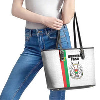 Burkina Faso Striped Leather Tote Bag African Mud Cloth Pattern - White - Wonder Print Shop
